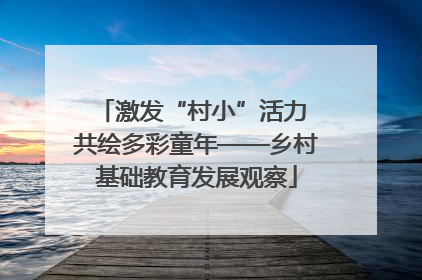 激发“村小”活力 共绘多彩童年——乡村基础教育发展观察